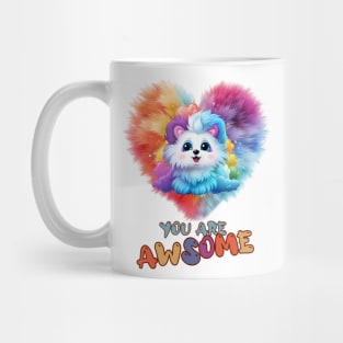 Fluffy: "You are awsome" collorful, cute, furry animals Mug